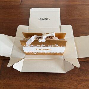 CHANEL Gold Gift Box Filled With Confetti With Ribbon & Original Shipping Box